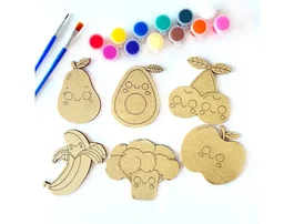 Wondee Kit para Colorear Frutas y Verduras con Figuras de Madera Sostenible y 12 Colores Vibrantes para Niños