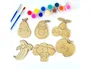 Wondee Kit para Colorear Frutas y Verduras con Figuras de Madera Sostenible y 12 Colores Vibrantes para Niños