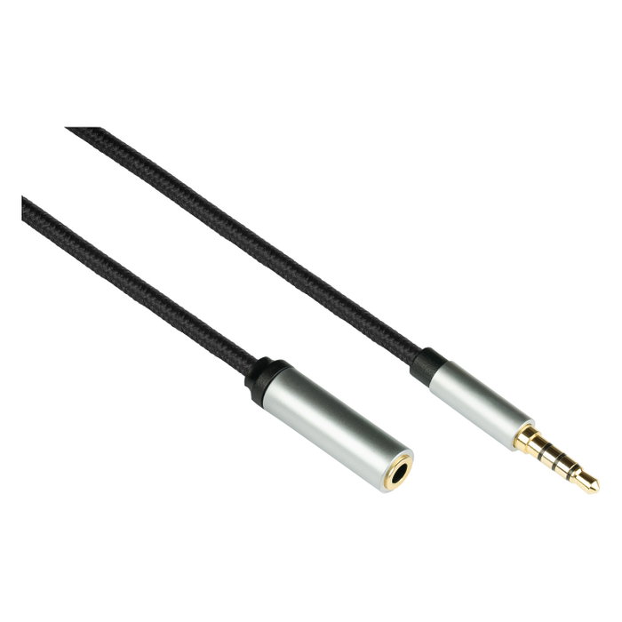 PYTHON Series Cable de audio Jack de 4 polos a jack hembra negro 0,5 m