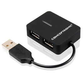 Conceptronic Hub Externo USB 2.0 de 4 Puertos Compacto - GL850, 480 Mbps, Alimentado por USB