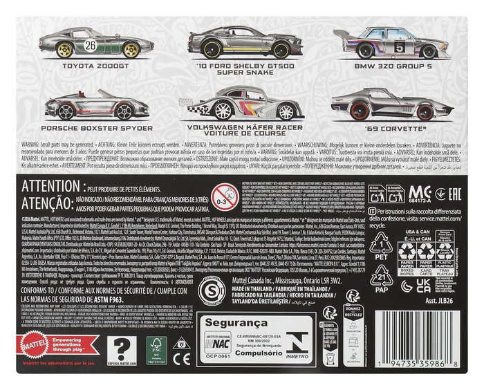 Hot Wheels Silver Series Pack de 6 Vehículos Die-Cast 1/64 ZAMAC