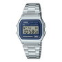 Casio A158WEA-2DF con esfera azul y correa de acero inoxidable