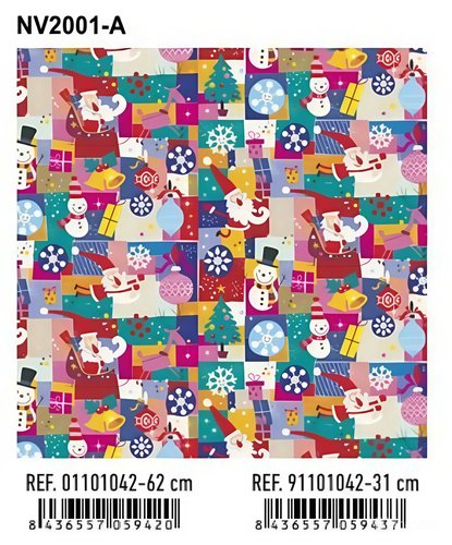 BASIKA Papel de regalo Bobina Navidad 62 cm x 80 m (4 Kg aprox.) NV2001-A 62 CM BASIKA Papel de regalo Bobina Navidad 62 cm x 80 m (4 Kg aprox.) NV2001-A 62 CM