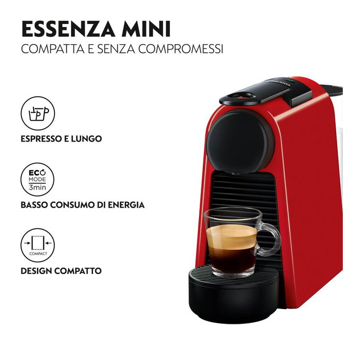 De'Longhi Essenza Mini EN 85.R, Cafetera de Cápsulas Nespresso, Rojo