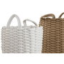 DKD Home Decor Set de 2 Cestas de Cuerda 30x30x43 cm Blanco y Beige