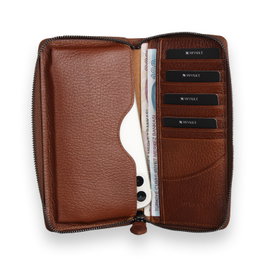 Zoozie Bags 4601 Cartera de Piel Tostada para Mujer, 9 Compartimentos para Tarjetas, Funda para Teléfono, Elegante y Duradera, 9x17x2 cm