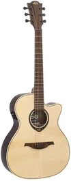 Lag Tramontane 218 A/E Guitarra Acústica-Eléctrica Auditorium Cutaway - Tapa Abeto Engelmann Macizo, Fondo Palisandro, Natural