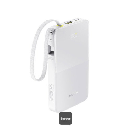 Baseus Power Bank EnerFill FP11 10000mAh 15W Moon White con Cable USB-C 20V/3A 30cm Blanco