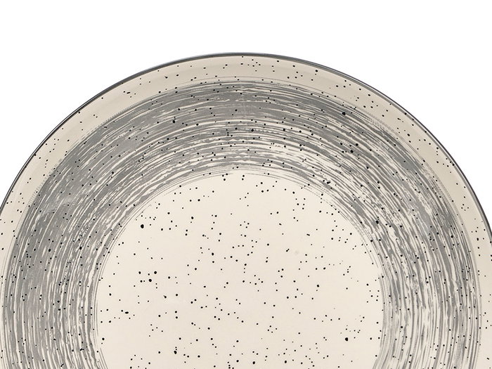 Vessia Plato Llano Patinado de Cerámica (Porcelana) Gris y Blanco, 26 cm (27.2x27.2x3 cm) (Set de 24)