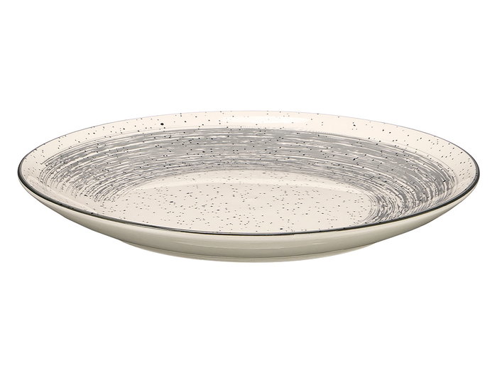 Vessia Plato Llano Patinado de Cerámica (Porcelana) Gris y Blanco, 26 cm (27.2x27.2x3 cm) (Set de 24)