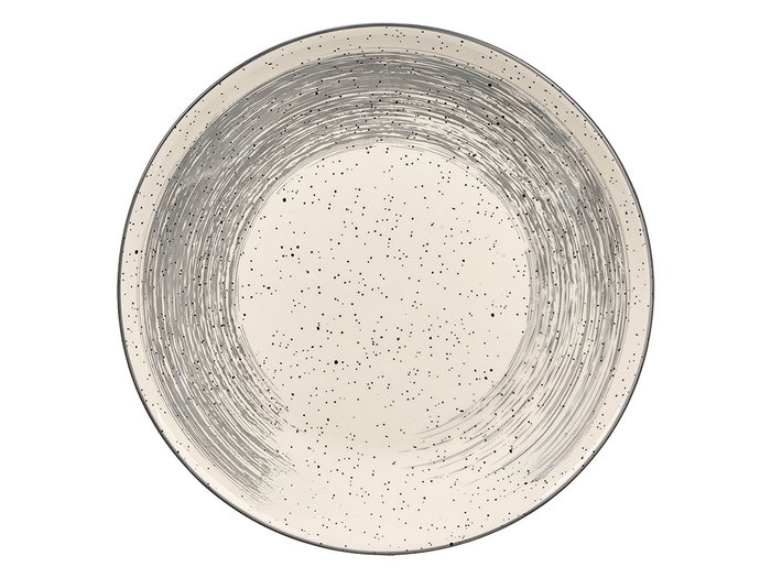Vessia Plato Llano Patinado de Cerámica (Porcelana) Gris y Blanco, 26 cm (27.2x27.2x3 cm) (Set de 24)