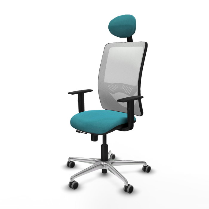 PIQUERAS Y CRESPO Silla de oficina Zulema con mecanismo Sincro/Traslack Turquesa y Blanco