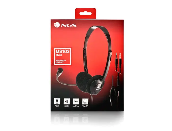 NGS MS103MAX Auriculares con Micrófono, Jack 3.5mm, Negro NGS MS103MAX Auriculares con Micrófono, Jack 3.5mm, Negro