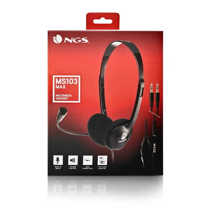 NGS MS103MAX Auriculares con Micrófono y Control de Volumen Negro