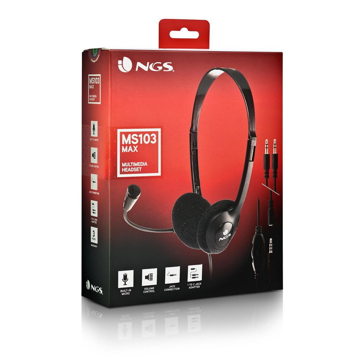 NGS MS103MAX Auriculares con Micrófono y Control de Volumen Negro