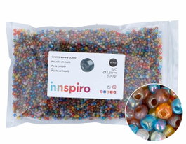 Innspiro Rocalla de vidrio redonda aurora boreale mezcla 3,8mm 500g