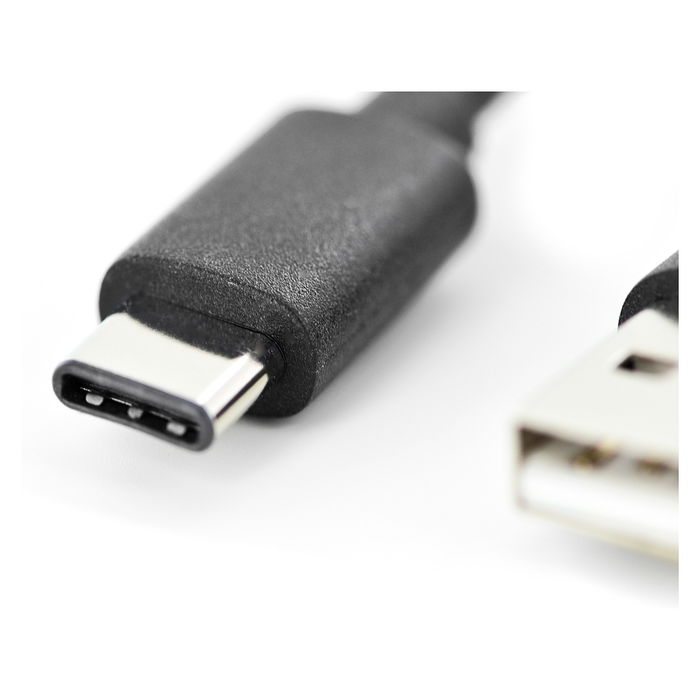 Digitus Cable de conexión USB 2.0 USB-A a USB-C, 1.8 m, velocidad 480 Mbps / 0.48 Gbit/s, Plug & Play, color negro