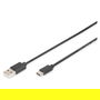 Digitus Cable de conexión USB 2.0 USB-A a USB-C, 1.8 m, velocidad 480 Mbps / 0.48 Gbit/s, Plug & Play, color negro
