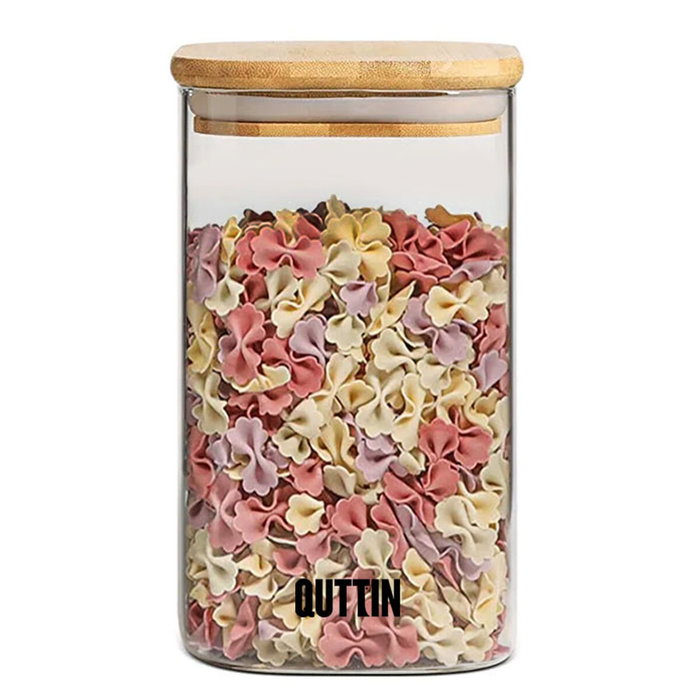 Quttin Tarro Boro Cuadrado con Bambú 720ml Quttin Tarro Boro Cuadrado con Bambú 720ml