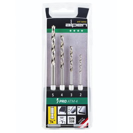 Alpen Cassette HSS Super ATM Juego de 4 Brocas 2-3-4-5 mm con Eje Hexagonal 1/4 pulgadas
