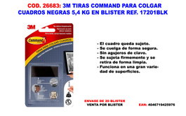 3M FSTO Tiras Command para colgar cuadros negras 5,4 kg 17201BLK