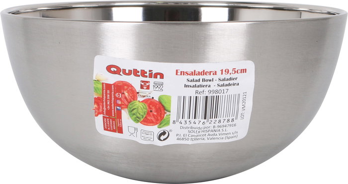 Quttin Ensaladera Aperitivo Acero Inoxidable 19.5 cm (12 Unidades)