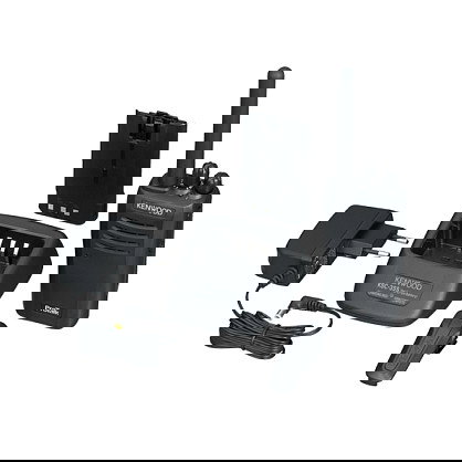 Kenwood TK-3501E - Walkie Talkie Profesional, 16 Canales, Alcance 9 km, IP54, Negro, Incluye Pilas y Pinza