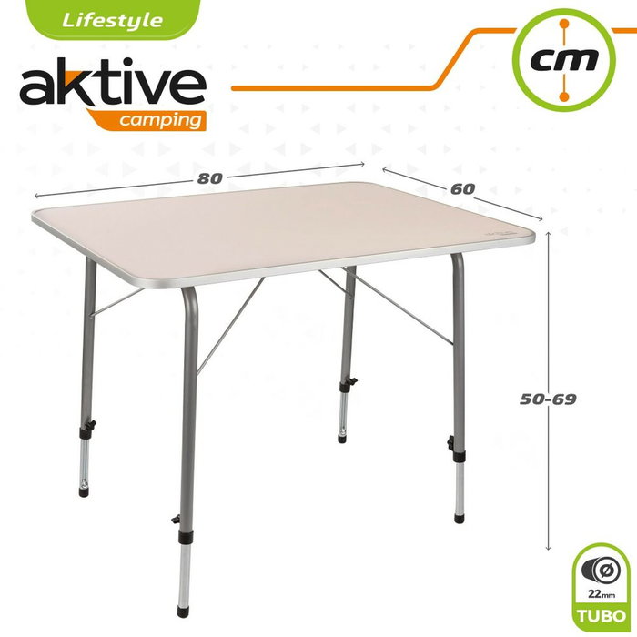 Color Baby Mesa de camping regulable en altura 80X60XH50/69 cm