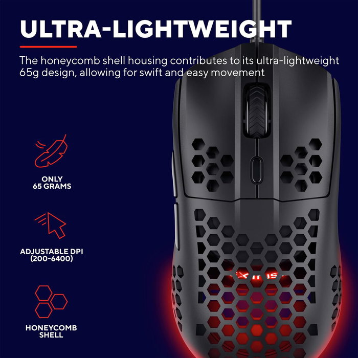 Trust GXT 928 HELOX Ratón Gaming Negro 6400 DPI