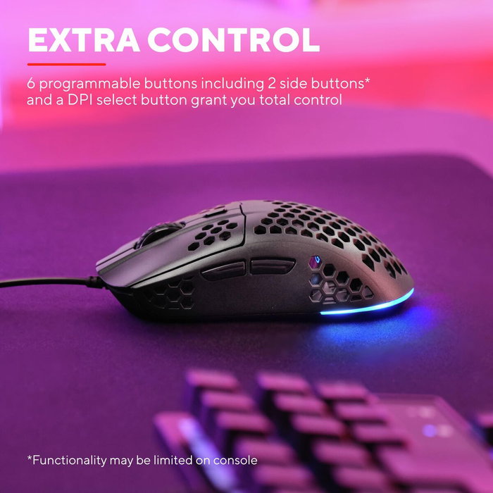 Trust GXT 928 HELOX Ratón Gaming Negro 6400 DPI