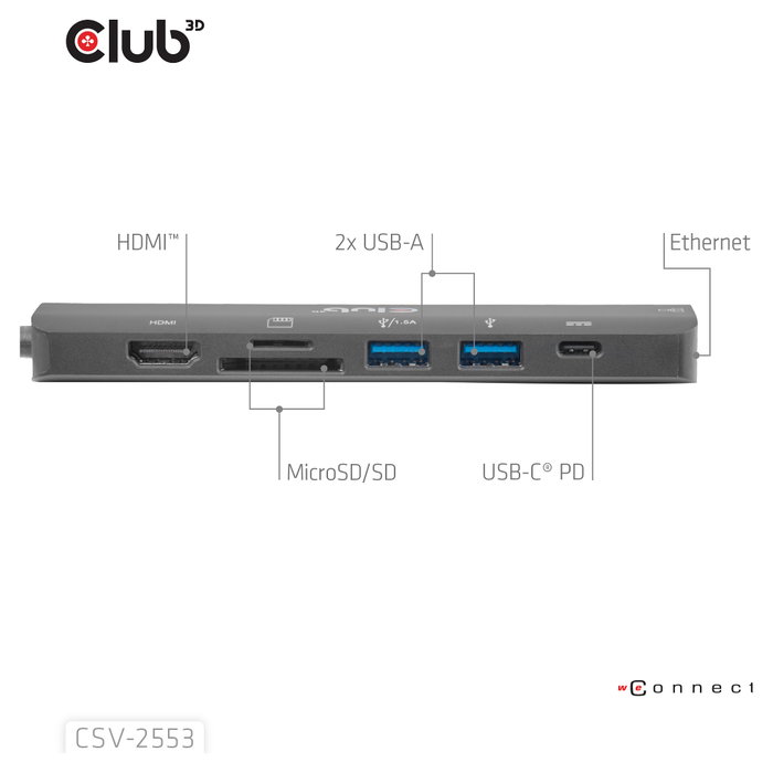 Club 3D CSV-2553 Hub USB Type-C® 7-en-1 Club 3D CSV-2553 Hub USB Type-C® 7-en-1