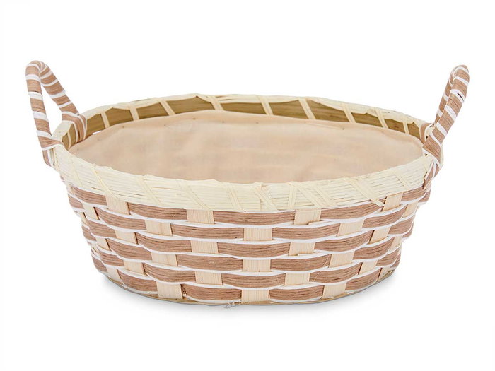 Kinvara Cesta Asas Trenzado Redonda Jacinto de Agua Metal Tela Natural 25x23x13.5 cm (Set de 24)