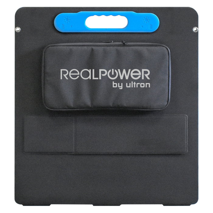 RealPower Panel Solar Plegable SP-100E 100 W 2 Paneles Monocristalino con USB Tipo C y Tipo A, para Balcón, Camping y Jardín
