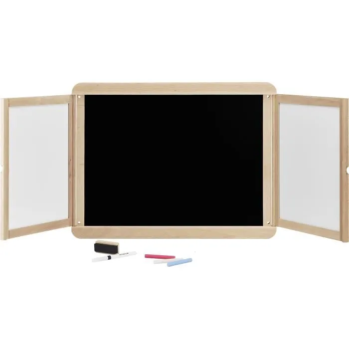 Jeujura JEU3225280880402 Pizarra Triptico Mural 2 Paneles Doble Cara Pizarra/Rotulador