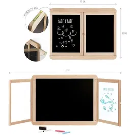 Jeujura JEU3225280880402 Pizarra Triptico Mural 2 Paneles Doble Cara Pizarra/Rotulador