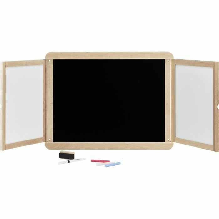 Jeujura Tríptico mural con 2 paneles, pizarra de tiza y lado blanco Jeujura Tríptico mural con 2 paneles, pizarra de tiza y lado blanco