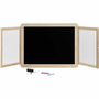 Jeujura Tríptico mural con 2 paneles, pizarra de tiza y lado blanco