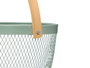 KINVARA Cesta Redonda Verde con Asa de Bambú