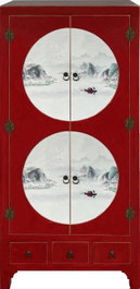 DKD Home Decor Armario Abeto MDF Rojo