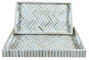 DKD Home Decor Set de 2 Bandejas de Decoración de Bambú Mosaico Surtido 46x27x4,5 cm el Raviet Collection de 2 piezas rompe con el estilo tropical con acabado natural en marrón y blanco.wav-mosaico-s