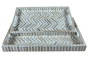 DKD Home Decor Set de 2 Bandejas de Decoración de Bambú Mosaico Surtido 46x27x4,5 cm el Raviet Collection de 2 piezas rompe con el estilo tropical con acabado natural en marrón y blanco.wav-mosaico-s