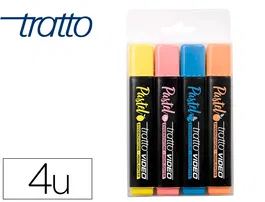 Tratto Rotulador Fluorescente Pastel Blister de 4 Unidades Colores Surtidos Tinta a Base de Agua