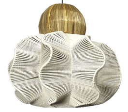 DKD Home Decor Lámpara de Techo Algodón y Fibra Blanco 30x30x30 cm