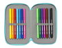 Plumier Doble The Bellies Blanco Morado Turquesa 12.5 x 19.5 x 4 cm (28 piezas)