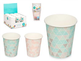 Arte Regal Set 12 Vasos Papel 240 ml Rombos Surtidos 7.4x14.5x7.4 cm (Set de 24)