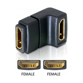 DeLOCK Adaptador HDMI hembra a HDMI hembra de 90 grados hacia abajo, Negro