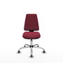 Silla de oficina Elche con mecanismo Asincro tapizada con Tela color Granate. Equipada con Base cromada, Sin brazos y Ruedas 65 mm parqué