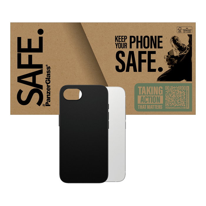 PanzerGlass SAFE TPU Case Protectora para Apple iPhone 16e 17e Negro - MIL-STD-810H - 100% TPU Reciclado Post-Consumo