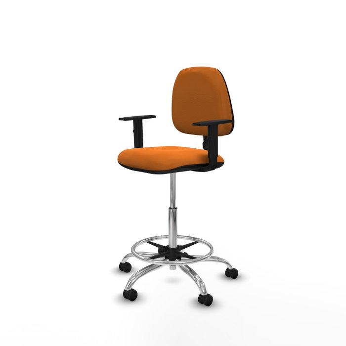 PIQUERAS Y CRESPO Taburete Isso CP similpiel naranja con brazos y base cromada PIQUERAS Y CRESPO Taburete Isso CP similpiel naranja con brazos y base cromada