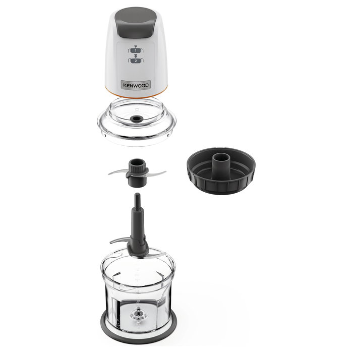Kenwood CHP61.100WH Picadora, 0.5 L, 500 W, Cuchilla de Acero Inoxidable, Color Gris y Blanco